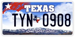 TYN0908 license plate in Texas