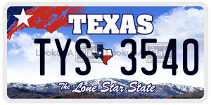 TYS3540 license plate in Texas