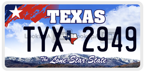 TYX2949 license plate in Texas