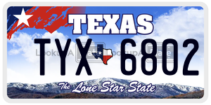 TYX6802 license plate in Texas