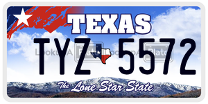 TYZ5572  license plate in TX