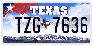 TZG7636  license plate in TX