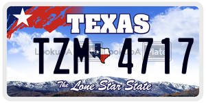TZM4717 license plate in Texas