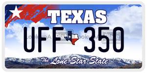 UFF350  license plate in TX