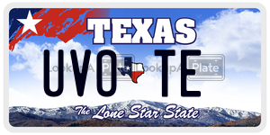 UVOTE license plate in Texas