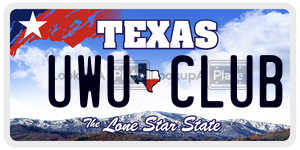 UWUCLUB license plate in Texas