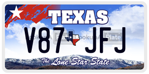 V87JFJ license plate in Texas