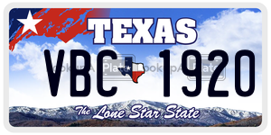 VBC1920 license plate in Texas