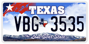 VBG3535 license plate in Texas