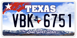 VBK6751 license plate in Texas