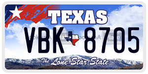 VBK8705 license plate in Texas