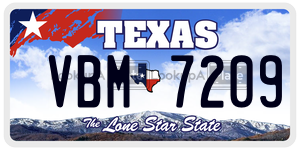 VBM7209 license plate in Texas