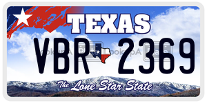 VBR2369 license plate in Texas