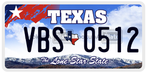 VBS0512 license plate in Texas