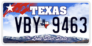 VBY9463 license plate in Texas