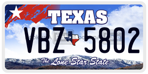 VBZ5802 license plate in Texas