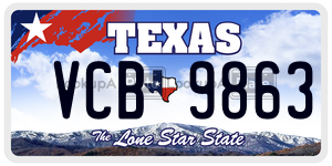 VCB9863 license plate in Texas