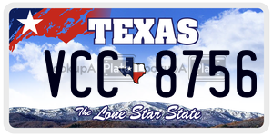 VCC8756 license plate in Texas