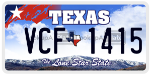 VCF1415 license plate in Texas