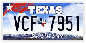 VCF7951  license plate in TX