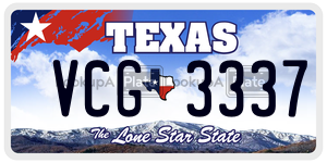 VCG3337 license plate in Texas