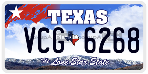 VCG6268 license plate in Texas