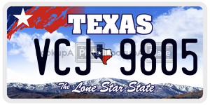VCJ9805 license plate in Texas