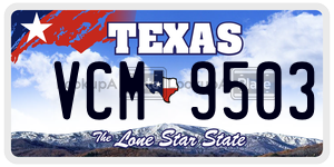 VCM9503 license plate in Texas
