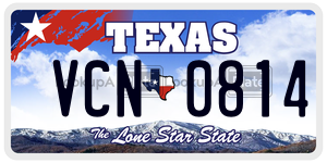 VCN0814 license plate in Texas