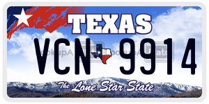 VCN9914 license plate in Texas