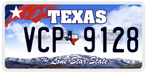 VCP9128 license plate in Texas