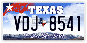 VDJ8541 license plate in Texas