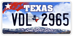 VDL2965 license plate in Texas