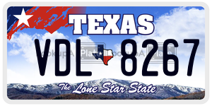 VDL8267  license plate in TX
