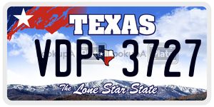 VDP3727 license plate in Texas