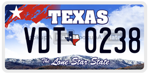 VDT0238  license plate in TX