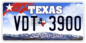 VDT3900 license plate in Texas