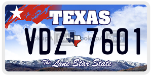 VDZ7601 license plate in Texas