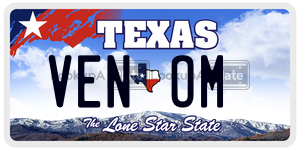 VENOM license plate in Texas