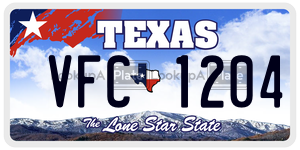 VFC1204 license plate in Texas