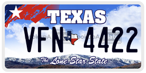 VFN4422 license plate in Texas
