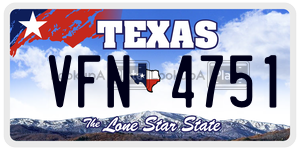 VFN4751 license plate in Texas
