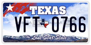 VFT0766  license plate in TX