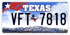 VFT7818  license plate in TX