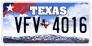 VFV4016 license plate in Texas