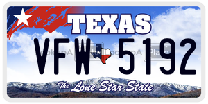 VFW5192 license plate in Texas