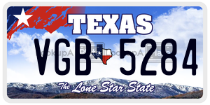 VGB5284 license plate in Texas
