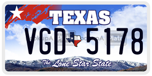 VGD5178 license plate in Texas