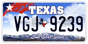 VGJ9239 license plate in Texas