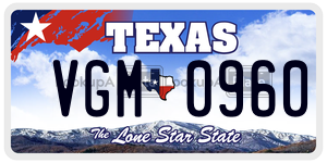 VGM0960 license plate in Texas